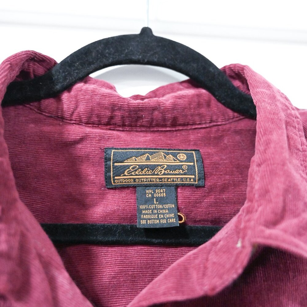 Eddie Bauer Size Large Vintage Corduroy Maroon Prairie Midi Dress - Picture 5 of 8